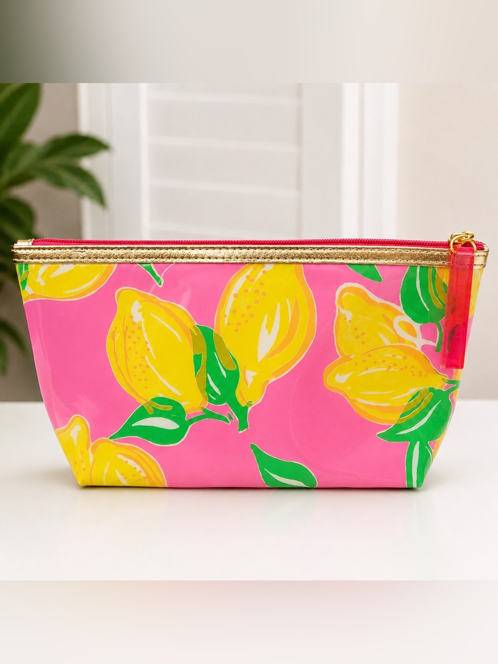 Lilly Pulitzer for Estée Lauder Hot Pink And Yellow Lemons Make Up Bag New - Picture 2 of 6